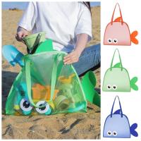 Bolsa de playa de malla de gran capacidad, bolsa de mano de playa ligera a prueba de arena con ojos grandes, cestas de juguetes de playa plegables portátiles para acampar al aire libre - details 2