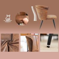 MEUBLE COSY Juego de 2 Sillas de Comedor Vintage Sillón Tapizado en Gamuza con Reposabrazos Patas Metálicas para Cocina Salón - details 3