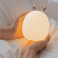 Luz nocturna de silicona para niños y bebés, lámpara de Ambiente de Navidad, recargable, táctil, ciervo, conejo, cartón Led - details 7