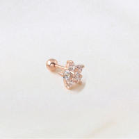 Pendiente de tuerca de cristal para cartílago, Piercing de oreja Tragus Helix, parte superior, Labret, joyería para el cuerpo, Flor de Oro rosa, nuevo, 2 piezas, 2023 - details 6