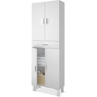 Columna de Baño Grande Mueble de Lavabo de 4 Puertas y Cajón Acabado Blanco Brillante - details 3
