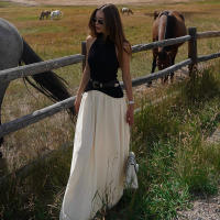 BUNO-Vestido de retazos con contraste de gato extraño para mujer, vestido Halter con espalda descubierta, sin mangas, dobladillo plisado, tendencia de vacaciones, informal, elástico, básico, ceñido largo - details 1