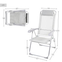 Silla plegable reclinable antivuelco Aktive, con cojín y reposabrazos, peso máx. 110kg, Material Textileno y aluminio, 44x55x101cm - details 3