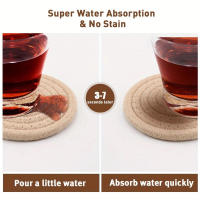 Juego de posavasos tejidos con soporte, 8 piezas, resistentes a altas temperaturas, abatibles, para café, té y bebidas - details 0