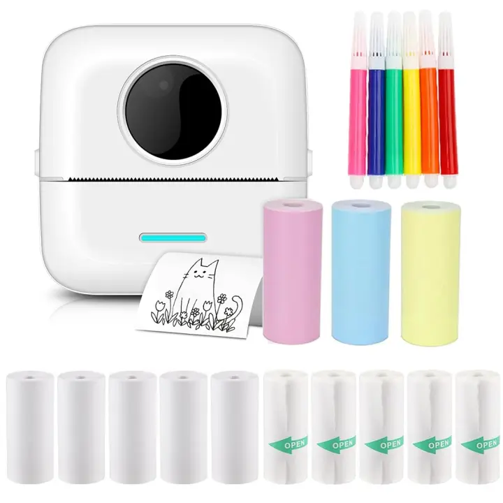 Mini impresora térmica de bolsillo con Bluetooth, dispositivo de impresión portátil con 13 rollos de papel para diario, álbum de recortes DIY, viaje - 1