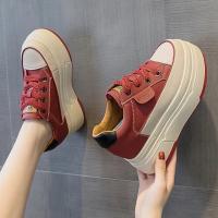 Zapatos de cuero genuino de vaca de 9cm Plataforma de zapatillas para mujer, tacones altos, estables para correr - details 6