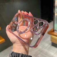 Funda de carga inalámbrica Magsafe transparente de lujo para iPhone 11 12 13 15 16 Pro Max 14 Plus X Xs XR cubierta chapada suave magnética - details 1