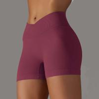 Crossover mujeres deporte gimnasio entrenamiento correr cintura alta Yoga Push Up cadera sin costuras Fiess Shorts - details 55