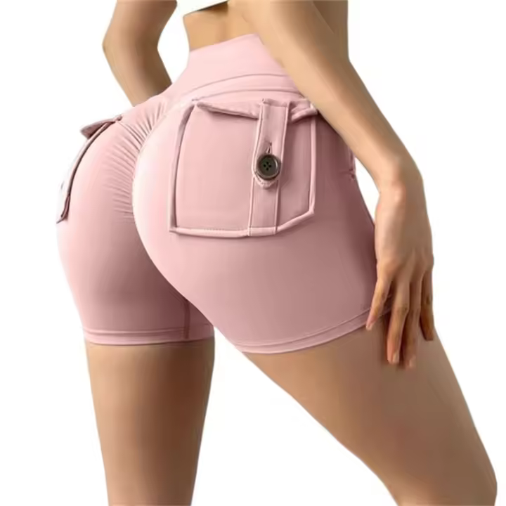 Pantalones cortos, pantalones cortos de entrenamiento estéticos con bolsillos, pantalones cortos de yoga para levantamiento de glúteos para mujer, pantalones cortos de bolsillo para mujer - 1