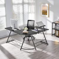 Escritorio Esquinero con Estanteria Grande 162x130x96cm Mesa Esquina Gaming Mesa para Ordenador Escritorio para Estudio Oficina Despacho Negra Metal - details 1