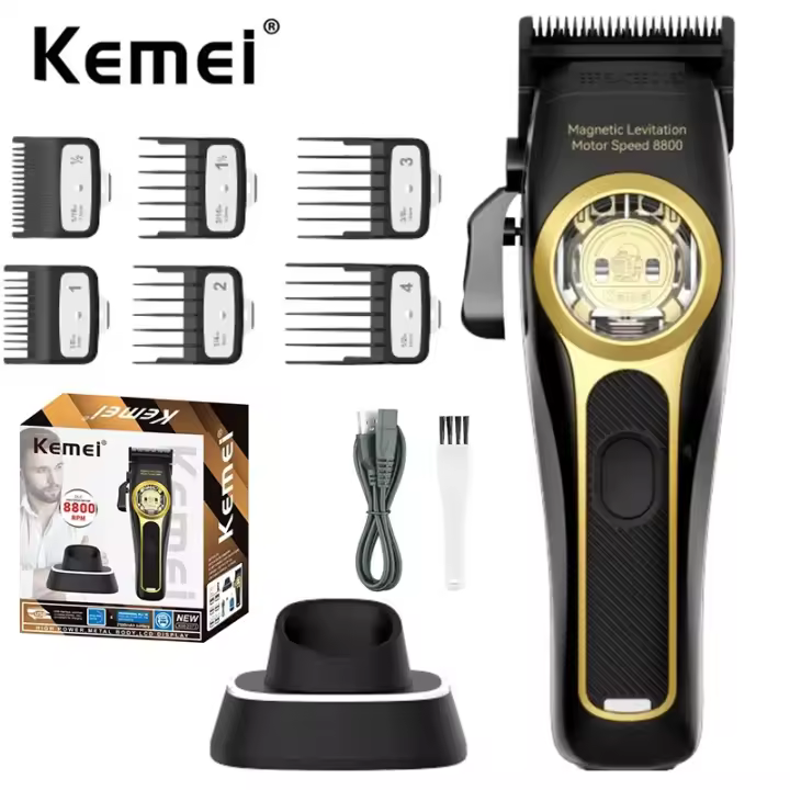 Kemei-cortadora de pelo profesional inalámbrica para hombres, máquina eléctrica de corte de pelo, Motor magnético, 2373 RPM, 8800 - 1