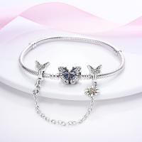 Plata de Ley 925, 1 pieza, patrón de pie de perro y cadena de seguridad de hueso, apto para pulsera con dijes originales de 3mm, colgante de plata para mujer, joyería - details 12