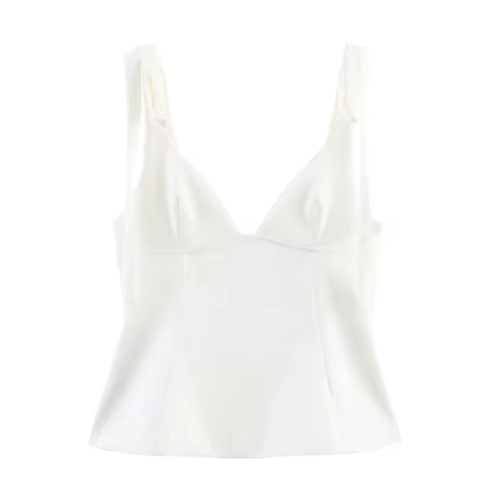 PB&ZA2025-top con tirantes y cuello en V informal, estilo sencillo, textura satinada decorada con lazo, novedad de verano, ropa para mujer - 1