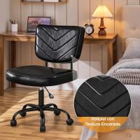 Oficina Ergonómica con Ruedas, Piel Sintética, Escritorio sin Brazos con Altura Ajustable Estudio y Dormitorio, Color Blanco - details 15