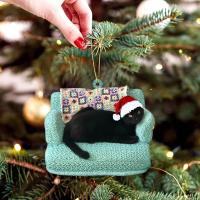 Colgante de gato negro de Navidad, decoración de Ambiente de fiesta de árbol de Navidad, adorno colgante de acrílico, 2023 - details 4