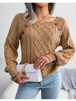Suéter de punto con botones para mujer, Jersey holgado de manga larga, otoño, 2023 - details 23