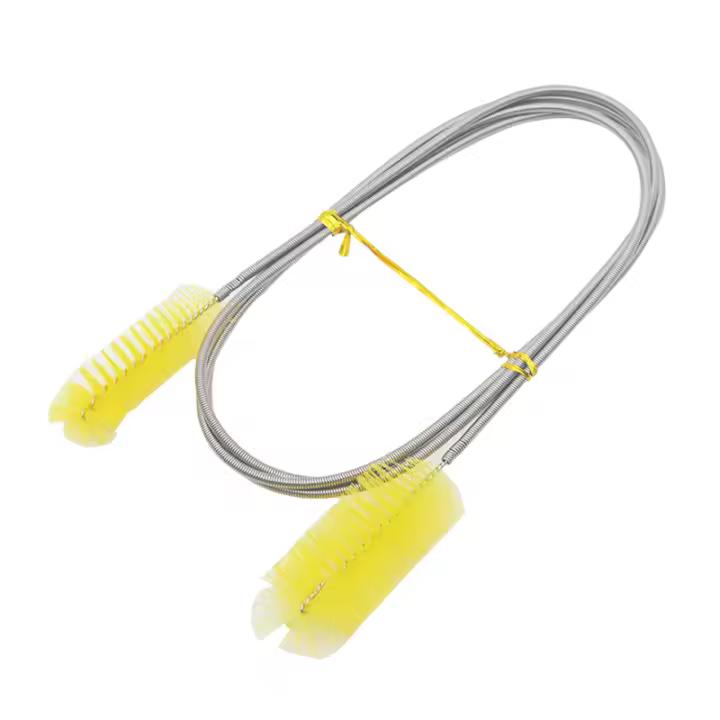 Cepillo de limpieza de acuario para manguera de agua, tubo de lirio, tubo de aire, tubo doblado Flexible de acero inoxidable, cepillo de doble cabezal, limpiador de peceras, cepillo de aire - 1