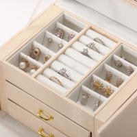 Caja de almacenamiento de joyas tipo cajonera placa creativa patrón de seda joyero pendientes anillo joyero al por mayor - details 3
