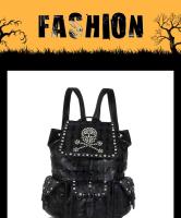 Mochila con relieve de calavera Punk para mujer, morral negro gótico con remaches de Halloween, mochila de viaje de nicho - details 0
