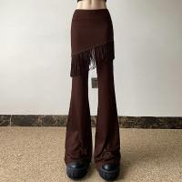 Pantalones de primavera/otoño con cintura BA, corte ajustado, acampanados, con empalme irregular y borlas, promoción para mujer - details 3