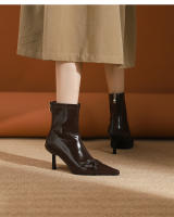 Moda nueva hebilla de cinturón stiletto botas cortas de mujer - details 19