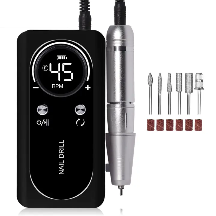 Lima de uñas eléctrica profesional, taladro de uñas portátil inalámbrico de 45000 RPM, máquina de lima de uñas recargable para esmalte de uñas de gel acrílico, juego de arte de uñas para el hogar - 1