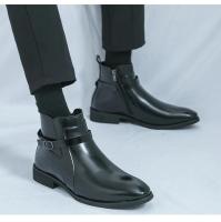 Botas de cuero estilo británico para hombres 2025 Zapatos casuales de punta lateral Brock de alta gorra - details 6