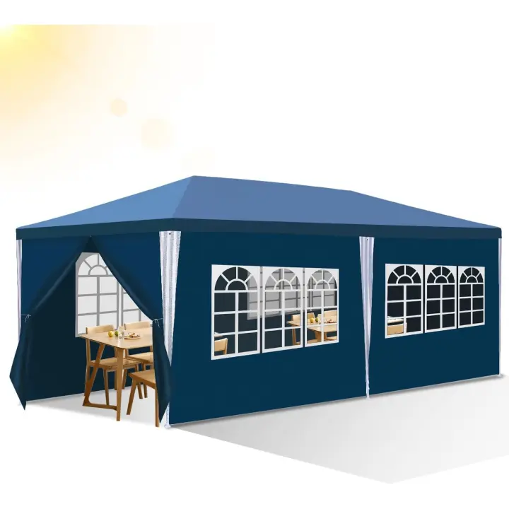 Carpa Impermeable de 3 x 6 m Paneles Laterales y Ventanas Ideal para Fiestas, Mercados, Festivales - 1