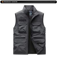 2025 nuevo verano hombres sin mangas ocio al aire libre chaleco con cuello levantado hombres muchos bolsillos Color sólido transpirable chaleco fino chaleco masculino - details 5