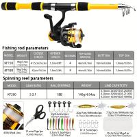 Combo de Pesca Telescópica Proberos Extra Ligero Acción Media, Carrete Resistente, Cebos Variados para Deportes y Afueros - details 1