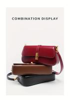 Bolso baguette elegante para mujer - Bolso bandolera desmontable elegante con cierre en tono dorado, marrón/negro, versátil para uso diario, accesorio elegante, artesanía de alta calidad - details 16