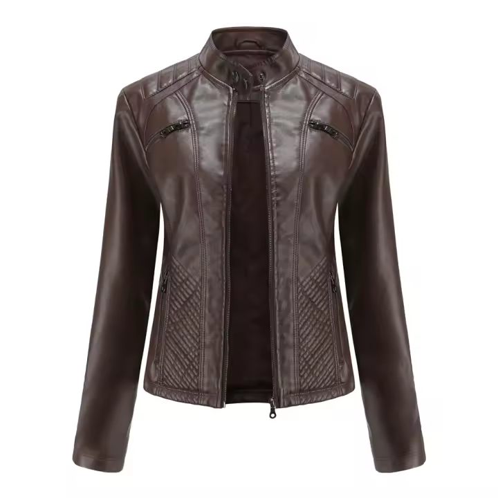 Chaqueta de cuero de imitación para mujer, abrigo de motociclista de moda, ropa de primavera y otoño - 1