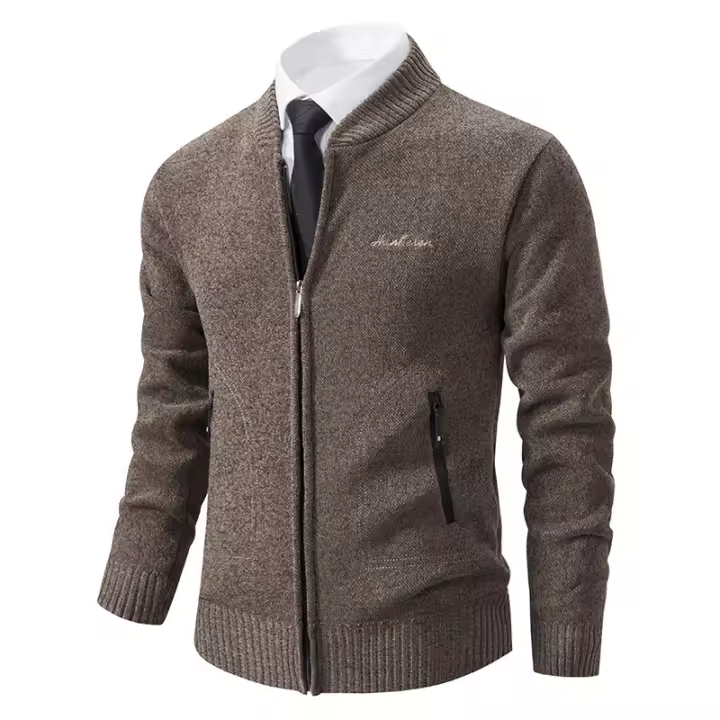 Otoño Invierno sólido cuello de béisbol hombres Cardigan suéter nueva moda Casual abrigos de punto al aire libre sueltos versátiles Slim Tops hombres - 1