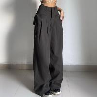 Pantalones anchos sueltos de estilo retro de cintura alta para mujer - details 6