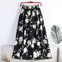 Lucyever-faldas largas con estampado Vintage para mujer, faldas plisadas de línea a que combinan con todo, elásticas, de media pantorrilla, de verano - details 7