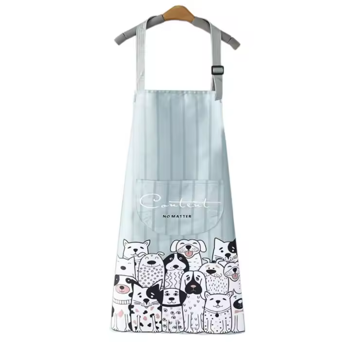 Herramienta de limpieza con bolsillos delantal impermeable de lona a prueba de aceite patrón de perro delantal de cocina delantal de cocina suave mujer/hombre - 1