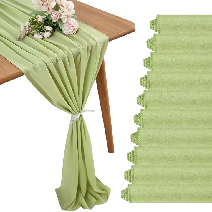 Camino de mesa de gasa verde salvia, decoración de mesa de comedor de Hotel, fiesta de boda, ducha nupcial, Baby Shower - 1
