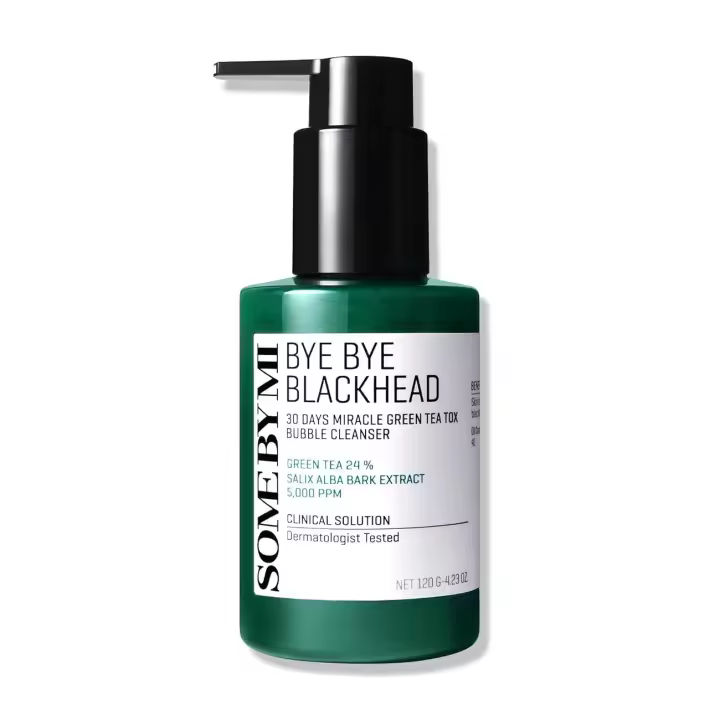 SOME BY MI Bye Blackhead 30 días Miracle Green Tea Tox Cleanser 4.23 oz, 120 g Mascarilla de lavado y burbujas Eliminación diaria de puntos negros y poros - 1