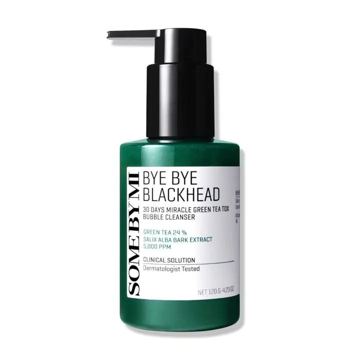 SOME BY MI Bye Blackhead 30 días Miracle Green Tea Tox Cleanser 4.23 oz, 120 g Mascarilla de lavado y burbujas Eliminación diaria de puntos negros y poros - 1
