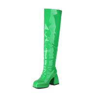 Botas hasta la rodilla de otoño e invierno, tacones súper altos, botas de cuero negro, actuación de pole dance, botas de mujer, cremallera lateral - details 14
