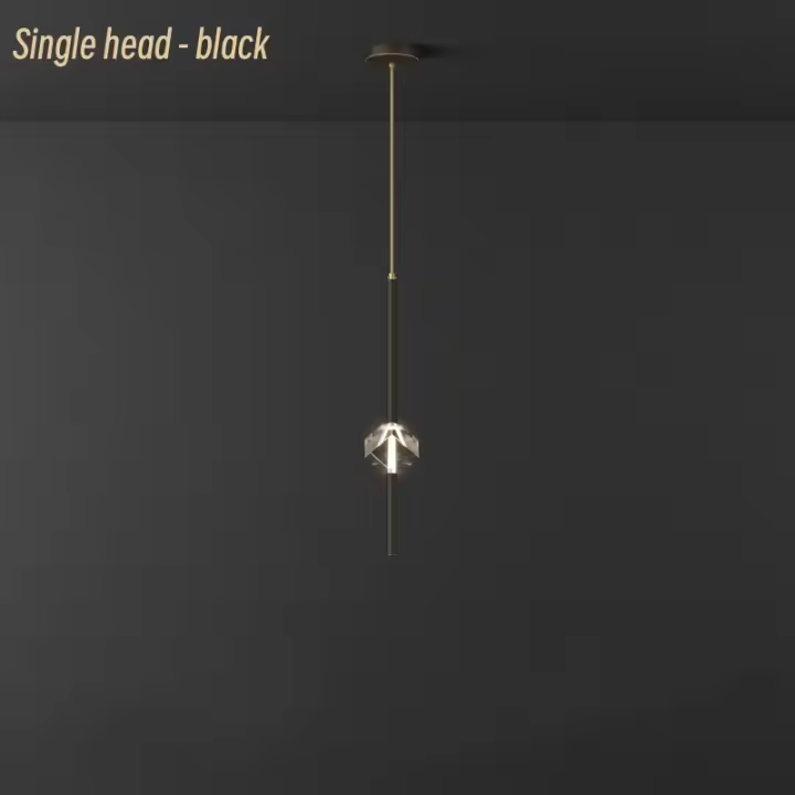 Lámpara LED moderna y minimalista de cristal de una sola cabeza, candelabro pequeño de cobre, dormitorio, cabecera, restaurante, bar, escritorio, Capitán chande - 1