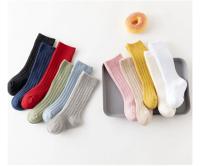Calcetines hasta la rodilla para bebé, medias de algodón liso a rayas, largo, para niños de 0 a 3 años, 1 par - details 5