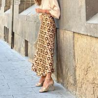 Falda larga casual con estampado de lunares para mujer con falda larga - details 2
