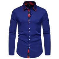 Camisas Negras Suaves de Algodón-Poliéster para Hombre Ropa Elegante Casual con Manga Larga y de Cachemira Azul - details 22