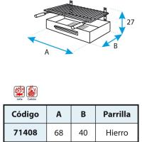 Cajón para Barbacoa con Parrilla de INOX, 68 x 40 x 26 cm - details 5