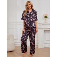 Pijamas mujer primavera y otoño camisa de manga corta de seda de hielo conjunto de pantalones ropa de estar - details 10