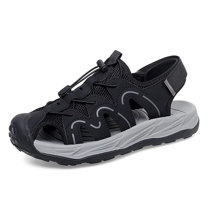 Sandalias de piel de vaca informales de gran tamaño, zapatos de playa de verano para hombres, sandalias deportivas al aire libre, sandalias de montañismo, zapatos creek - 1
