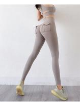 Mallas deportivas elásticas de cintura alta para mujer, pantalones ajustados de Color sólido para entrenamiento, venta al por mayor, para correr, gimnasio, Fitness, Yoga - details 39