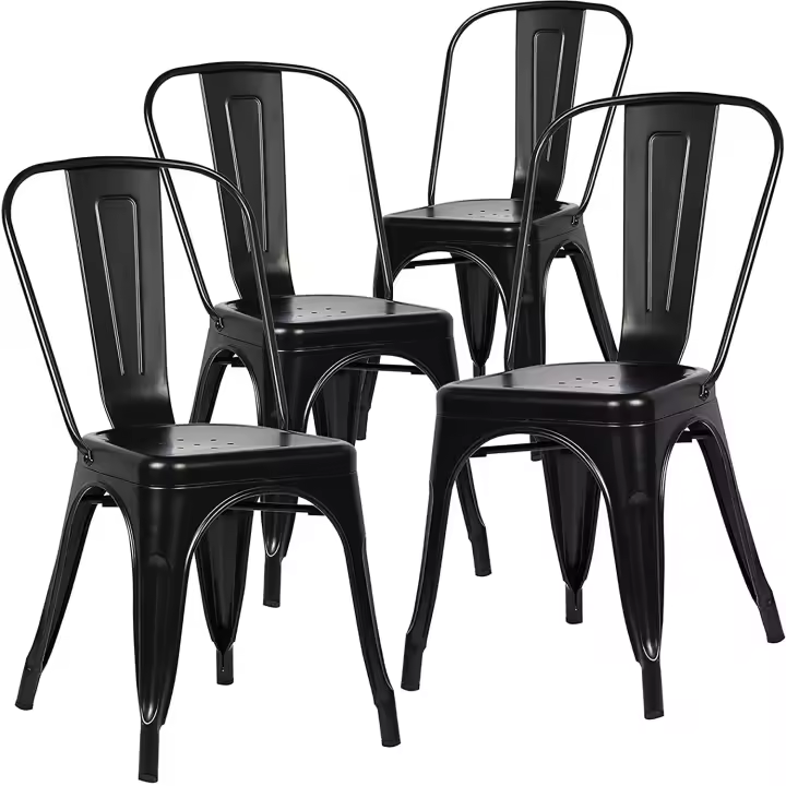 EGOONM-Sillas de Metal para comedor, muebles de exterior apilables de estilo Industrial para restaurante, boda, terraza, 4 Uds. - 1