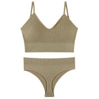 Sujetador deportivo de color sólido para mujer, ropa interior para gimnasio, yoga, entrenamiento atlético, suave, acolchado, 2 piezas - details 15
